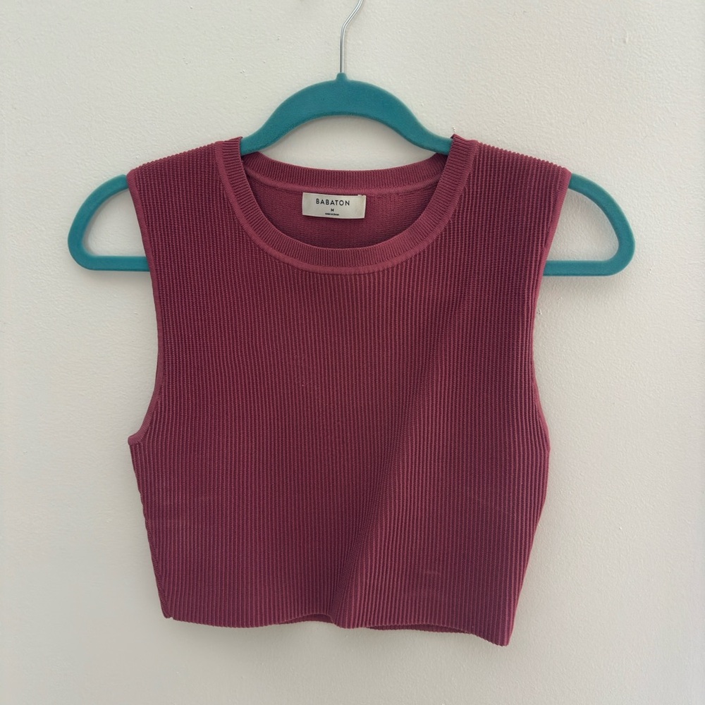 Rose Babaton Sculpt Knit Shell Crop - Size Medium